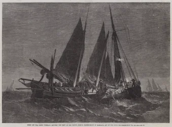 Kampf vor dem North Foreland zwischen der Besatzung des Fischerbootes Prince Arthur aus Ramsgate und dem Fischerboot Nr. 439 aus Boulogne